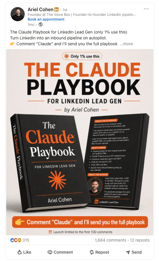 LinkedIn post by Ariel Cohen with 1,684 comments