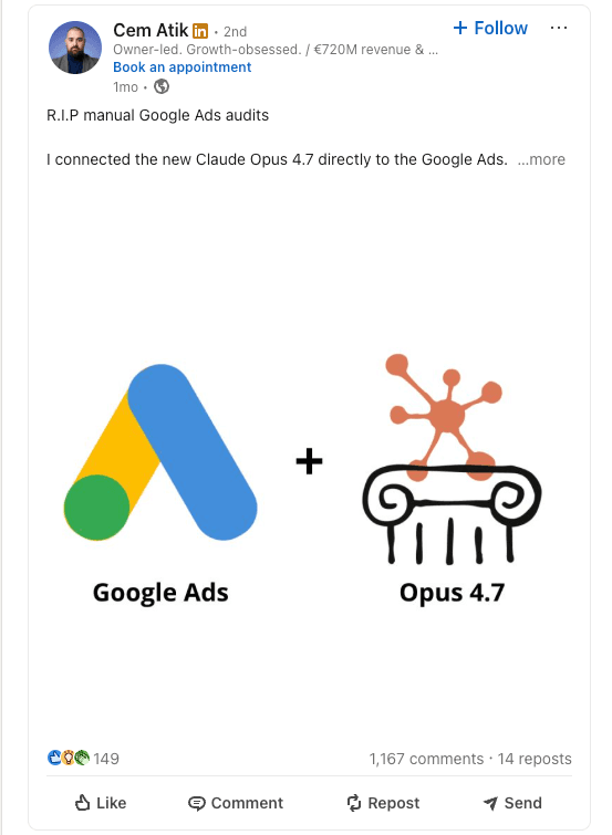 Example LinkedIn post