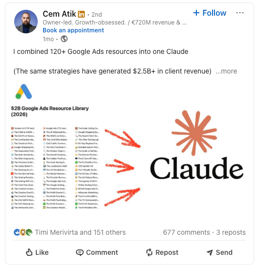 Example LinkedIn post