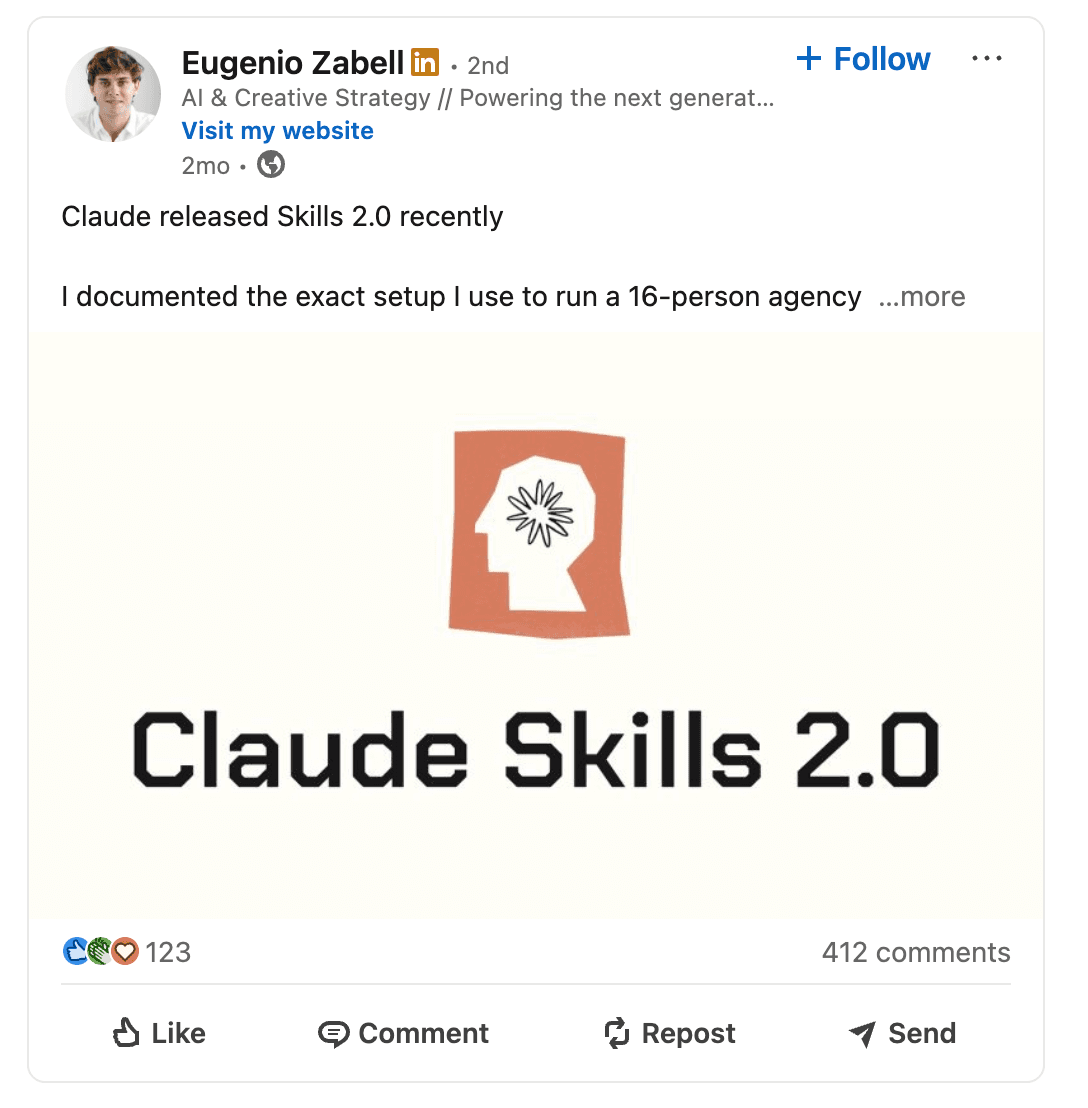 Example LinkedIn post